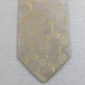 Versace Tie Mens Gold Silk Made Italy Geometric Circle Pattern Necktie Medusa